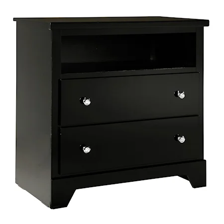 Glossy Media Chest with Open Shelf